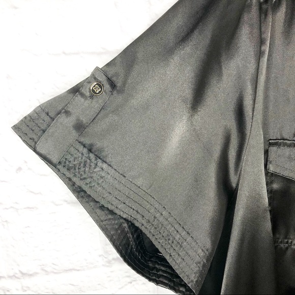 Lane Bryant Black Button Down Short Sleeve Shirt - Picture 4 of 6